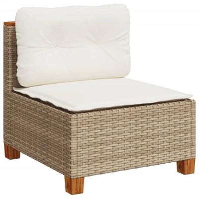 4-delige Loungeset met kussens poly rattan beige - thumbnail
