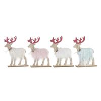 Kerstversiering DKD Home Decor Polyester MDF Rendier (23 x 5 x 16 cm) (4 Stuks) - thumbnail