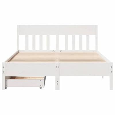 Bedframe zonder matras massief grenenhout wit 120x190 cm