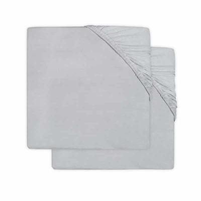 Jollein katoenen hoeslaken ledikant 60x120cm - set van 2 lichtgrijs