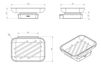 Zeephouder Sapho Zen Chrom Hangend 4.2x13.5 cm Chroom / Melkglas