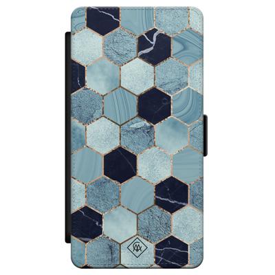 Samsung Galaxy S21 flipcase - Marmer blauw kubussen