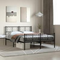 Bedframe met hoofd- en voeteneinde metaal zwart 135x190 cm - thumbnail
