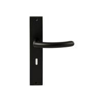 Hardbrass Deurkruk Helsinki op rechthoekig langschild sleutelgat 72mm - zwart - thumbnail