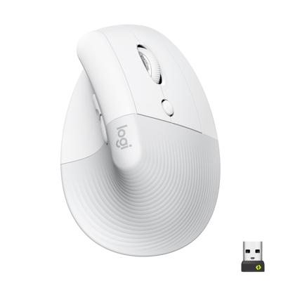 Logitech Lift Vertical Ergonomic Mouse Ergonomische muis Bluetooth, Radiografisch Optisch Wit 6 Toetsen 4000 dpi Ergonomisch