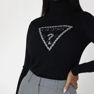 Guess Piper Triangle Logo Sweater Dames Zwart - Maat S - Kleur: Zwart | Soccerfanshop