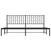 Bedframe met hoofdbord metaal zwart 183x213 cm - thumbnail