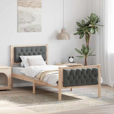 Bedframe met hoofdeinde Donkergrijs 75 x 190 cm Stof Bedframe met hoofdeinde Donkergrijs 75 x 190 cm Stof
