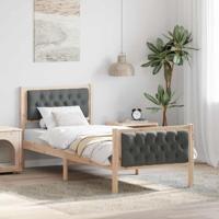 Bedframe met hoofdeinde Donkergrijs 75 x 190 cm Stof - thumbnail