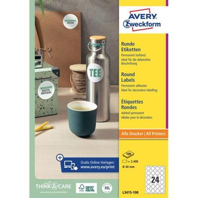 Etiket Avery Zweckform L3415 rond 40mm wit | 5 stuks
