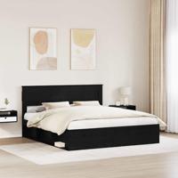 Bedframe met matras Zwart 200 x 200 cm Massief grenenhout - thumbnail