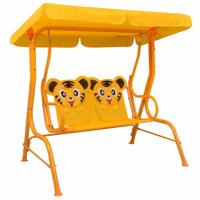 VidaXL Kinderschommelbank 115x75x110 cm stof geel - thumbnail
