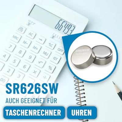 ABSINA SR626SW Horlogebatterij 1,55V zilveroxide 10-pack - Knoopcellen SR626SW lekvrij & lange houdbaarheid - 377 / SR66 / SR626 / 626 / AG4 - Batterij SR626SW, Horlogebatterijen SR626SW Knoopcel