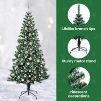 VidaXL Kunstmatig voorverlicht kerstboom groen 240 cm pvc en metaal - thumbnail