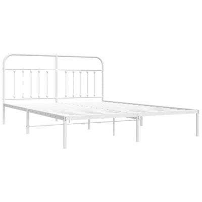 Bedframe met hoofdbord metaal wit 180x200 cm Bedframe met hoofdbord metaal wit 180x200 cm
