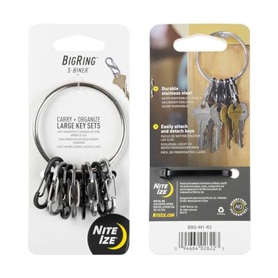 NITE Ize NI-BRG-M1-R3 BigRing 8 S-Biner Sleutelring Zwart, Zilver 1 stuk(s)