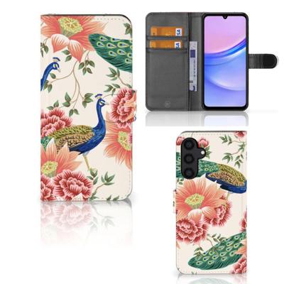 Telefoonhoesje | Met pasjeshouder | voor Samsung Galaxy A15 Pink Peacock