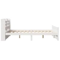 Bedframe met hoofdbord massief grenenhout wit 135x190 cm - thumbnail