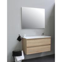 On-Line Badkamermeubelset - 100 cm - Voorgemonteerd - Acryl Wastafel - zonder Kraangat - Spiegel - Eiken - thumbnail