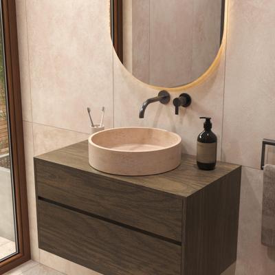 Salenzi Travertin Light Waskom 40x40x10cm Opbouwmodel