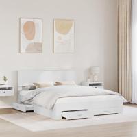 Bedframe met hoofdeinde met lade Wit 160 x 200 cm Bewerkt hout - thumbnail