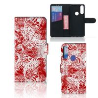 Telefoonhoesje met Naam Alcatel 1S 2020 Angel Skull Rood - thumbnail