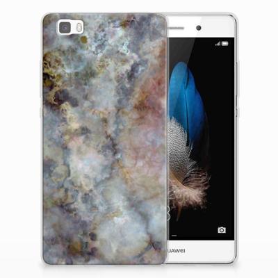 Huawei Ascend P8 Lite TPU Siliconen Hoesje Marmer Grijs