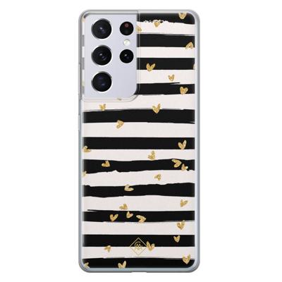 Samsung Galaxy S21 Ultra siliconen telefoonhoesje - Hart streepjes