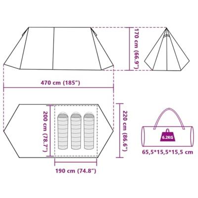 VidaXL Tent 3-persoons waterdicht grijs en oranje