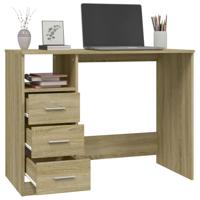 Bureau met lades 102x50x76 cm bewerkt hout sonoma eikenkleurig - thumbnail
