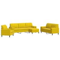4-delige Loungeset met kussens en bolsters fluweel geel - thumbnail