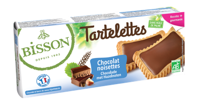 Bisson Gevulde hazelnoot chocolade tartelettes bio 150 Gram