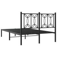 Bedframe met hoofdbord metaal zwart 120x190 cm - thumbnail