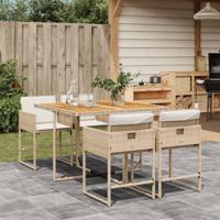 5-delige Tuinset met kussens poly rattan beige - thumbnail