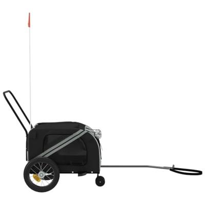 Hondenfietstrailer oxford stof en ijzer grijs en zwart - thumbnail