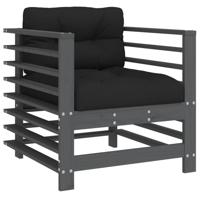 7-delige Loungeset met kussens massief hout grijs - thumbnail