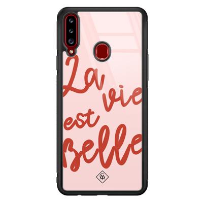 Samsung Galaxy A20s glazen hardcase - La vie est belle Samsung Galaxy A20s glazen hardcase - La vie est belle