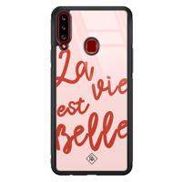 Samsung Galaxy A20s glazen hardcase - La vie est belle - thumbnail