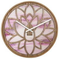 Wandklok 40 cm - Stil - Roze - Hout - "Lotus" - thumbnail