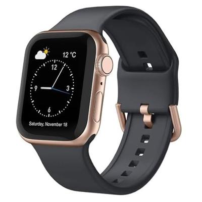 By Qubix - Soft siliconen bandje met gespsluiting - Donkergrijs - Compatible met Apple Watch 44mm / 45mm / 46mm / 49mm - Compatible Apple watch