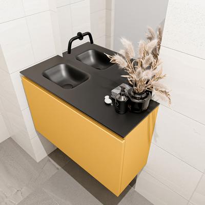 MONDIAZ OLAN 80cm toiletmeubel ocher. LEX wastafel urban links geen kraangat