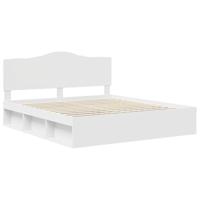 Bedframe met hoofdeinde Wit 200 x 200 cm Massief grenenhout - thumbnail