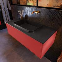 Badkamermeubelset Mondiaz Erin 100 cm met 1 Lade met RIDGE Wastafel Midden Urban Zonder Kraangaten Greeploos Mat Fire - thumbnail