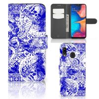 Telefoonhoesje met Naam Samsung Galaxy A30 Angel Skull Blauw - thumbnail