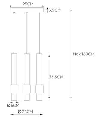 Lucide MARGARY - Hanglamp - Ø 28 cm - LED Dimb. - 3x4W 2700K - Zwart
