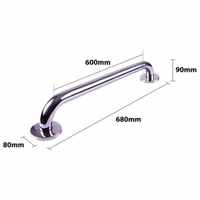 Handgreep RVS met gepolijste afwerking | Lengte: 68 cm | Wandbeugels | Schroefmontage | Geschikt voor bad, douche en toilet