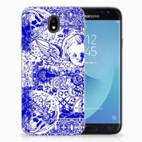 Silicone Back Case Samsung Galaxy J7 2017 | J7 Pro Angel Skull Blauw - thumbnail