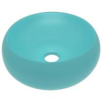 VidaXL Wastafel rond 40x15 cm keramiek mat lichtgroen - thumbnail