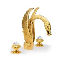 Wastafelmengkraan 3-gats Sapho Crystal 2-knop Zwaan 32 cm Goud Sapho - thumbnail