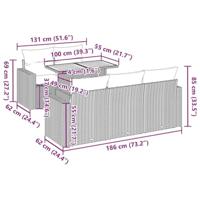 6-delige Loungeset met kussens poly rattan grijs - thumbnail